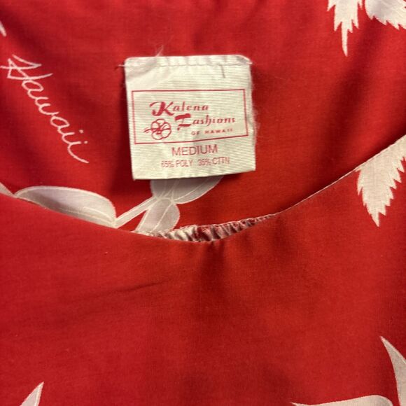 Vintage 90s Women's Kalena Fashions of Hawaii Red Hibiscus Floral Muumuu Size M - Picture 2 of 12